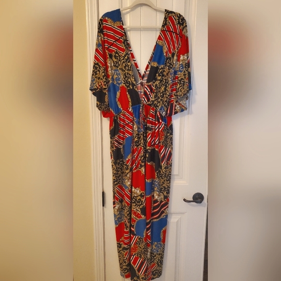 1X-3X BRIGHT NAUTICAL MAXI DRESS PLUS CURVE - Picture 2 of 8